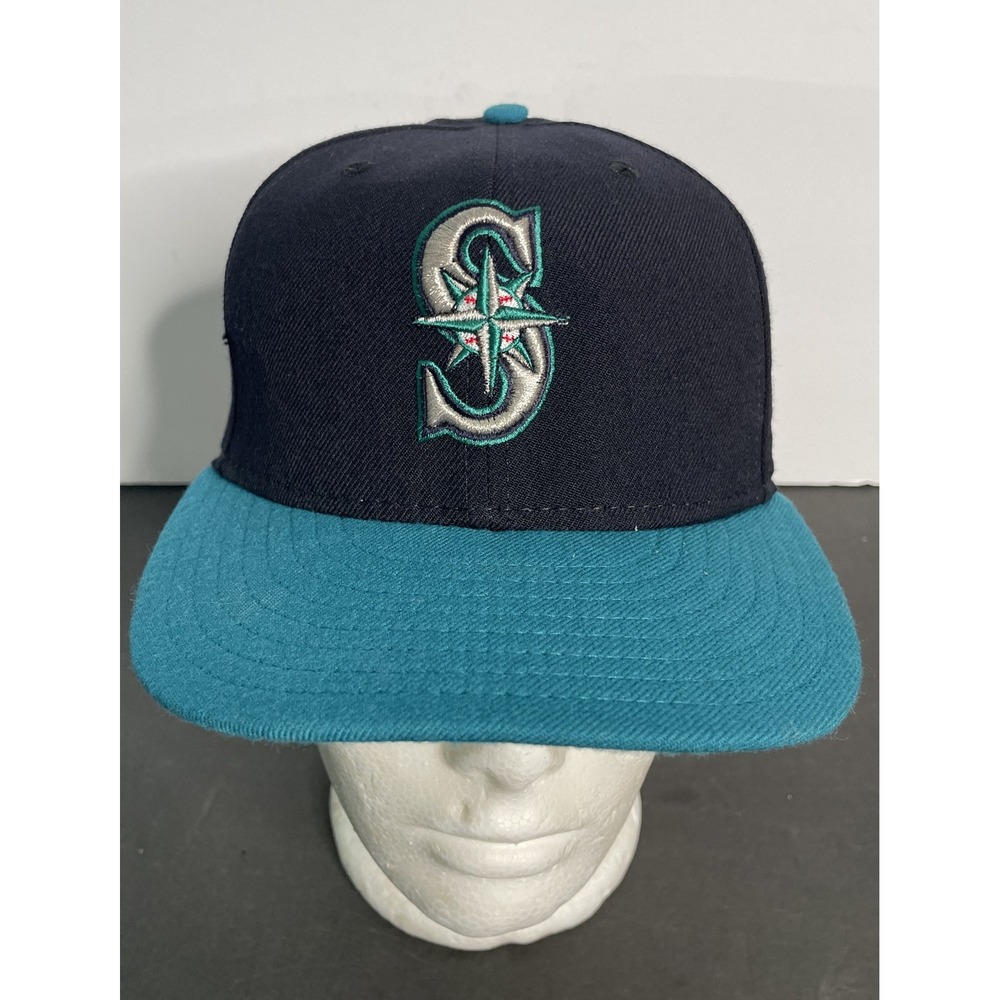 Vintage Seattle Mariners New Era 100% Wool Collection Hat Cap Mens 7 Made In USA